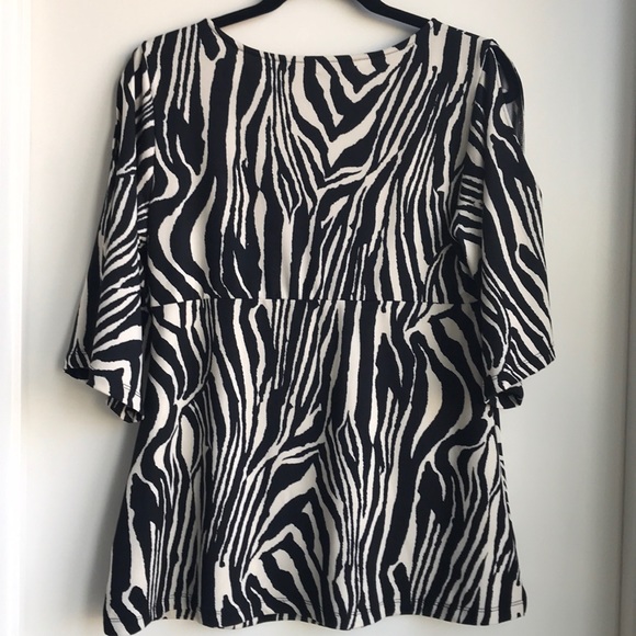 Boston Proper Zebra Print Beaded cold shoulder top - Picture 7 of 8
